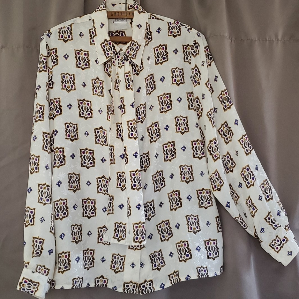 Vintage colorful fun print blouse